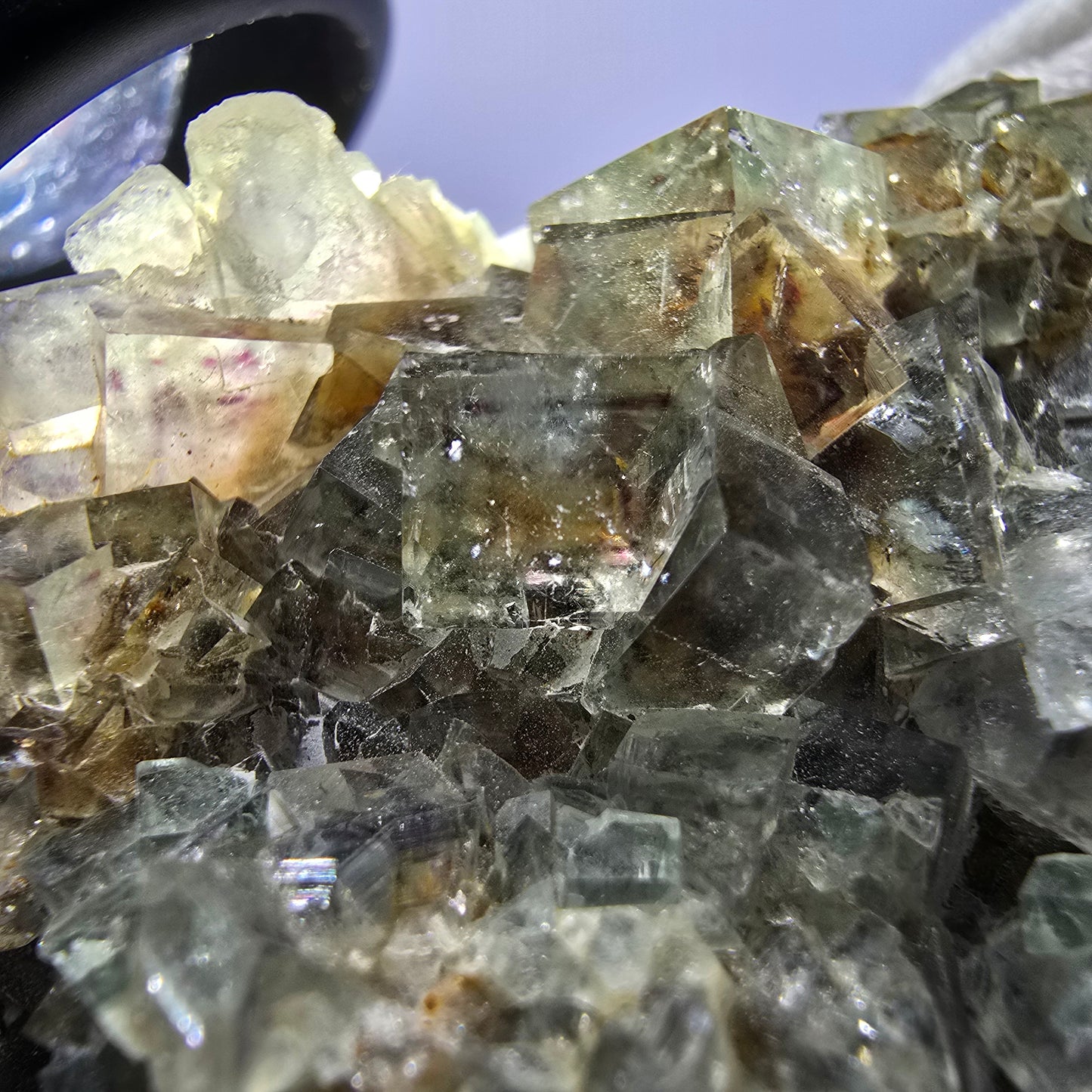 Phantom Fluorite Cube Specimen Double-Sided Green Purple Yellow Okorusu Namibia 72*64*33mm 