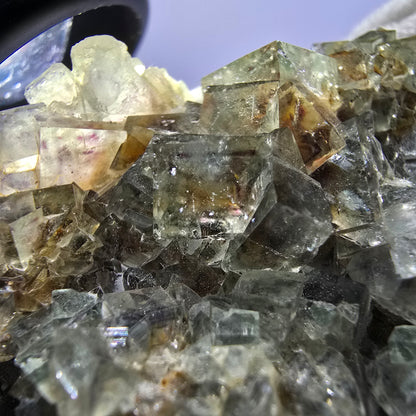 Phantom Fluorite Cube Specimen Double-Sided Green Purple Yellow Okorusu Namibia 72*64*33mm 