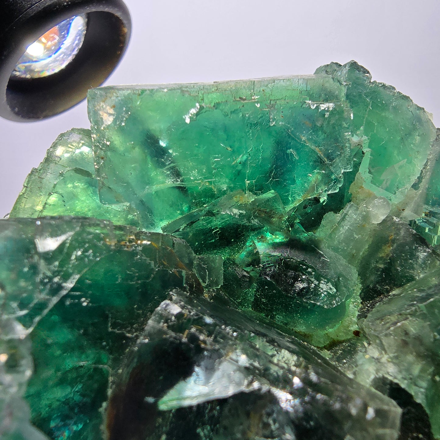 Grand spécimen de cube de fluorite fantôme, vert parqueté Okorusu, Namibie 84*80*40 mm 