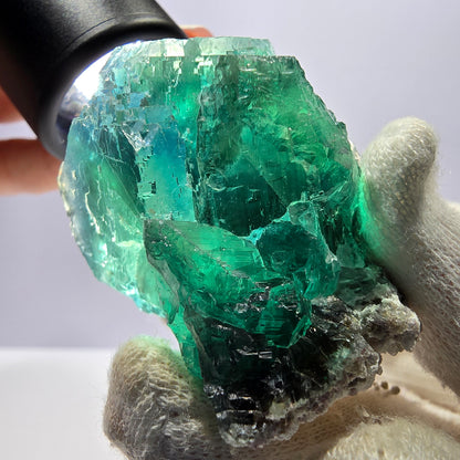 Rare spécimen de cube de fluorite fantôme, parqueté vert Okorusu, Namibie, 44 x 44 x 38 mm 