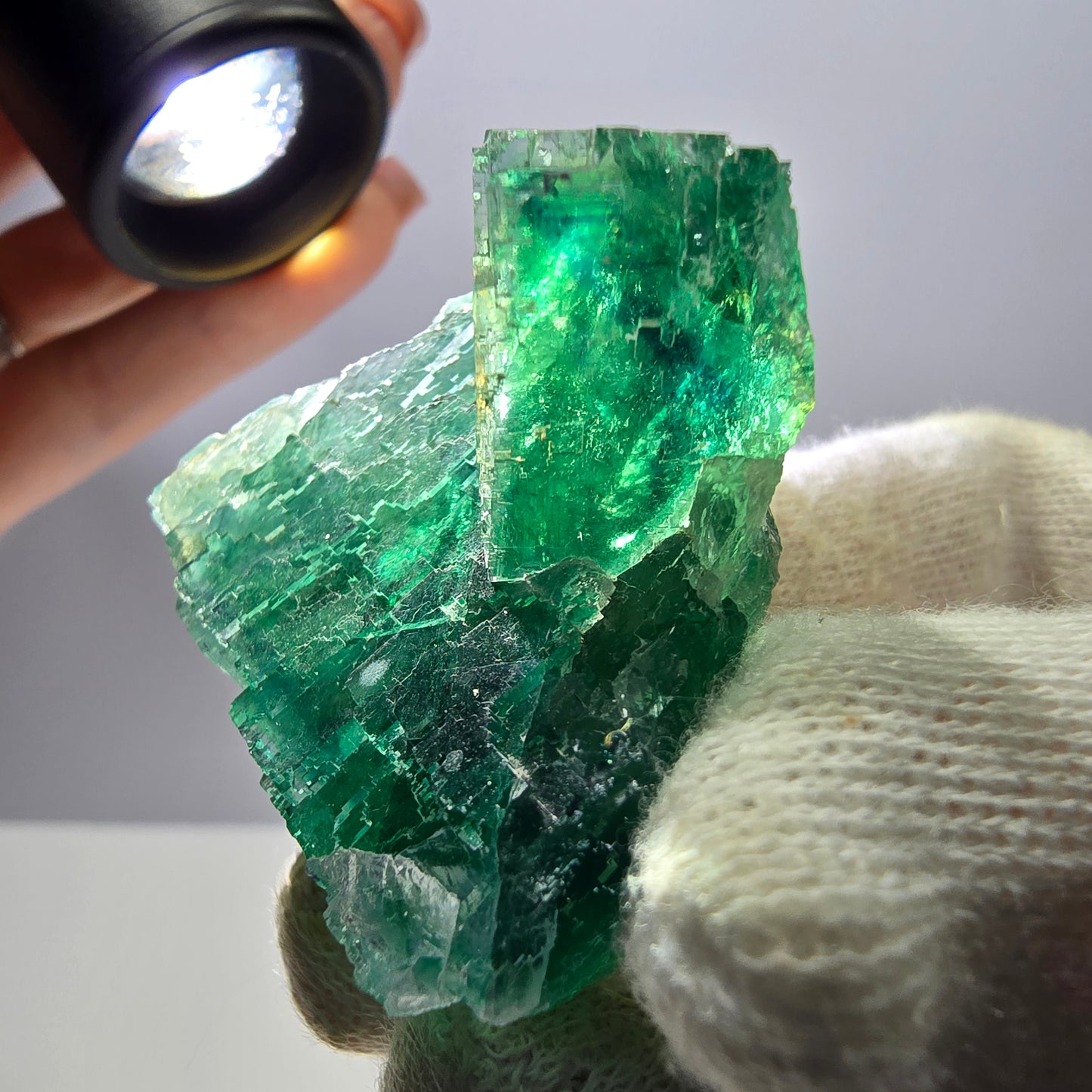 Seltene Phantom Fluorit Würfel Stufe parkettiert grün Okorusu Namibia 47*41*30mm