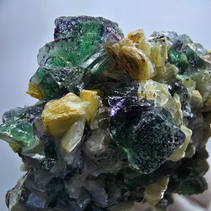 Phantom Fluorit, Rauchquarz, Schörl Turmalin, Muskovit Erongo Namibia 59*51*30mm