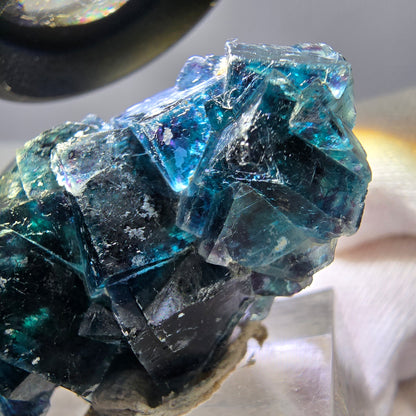 Spécimen de cube de fluorite fantôme, zonal – Nouvelle découverte ! Okorusu, Namibie, 42 x 28 x 22 mm 
