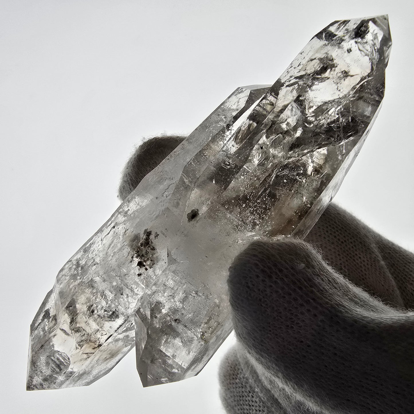 Sceptre DT en quartz fumé squelette Enhydro, 1x pochette Saint-Valentin à bulles, Namibie 91 x 30 x 24 mm 