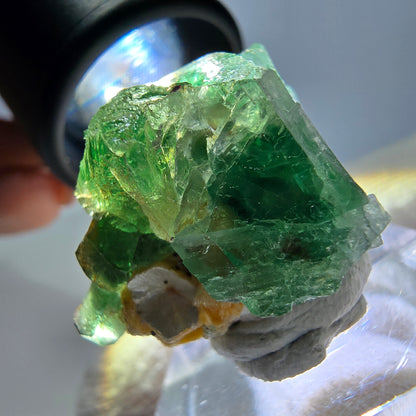 Cube de fluorite fantôme, spécimen de muscovite, Erongo, Namibie, 30 x 23 x 21 mm 