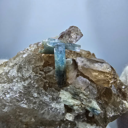 Seltene Aquamarin XX, Rauchquarz Stufe Erongo, Namibia 59*40*33mm
