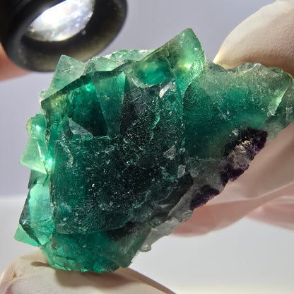 Rare spécimen de cube de fluorite fantôme, vert-violet, Okorusu, Namibie, 47 x 29 x 23 mm 