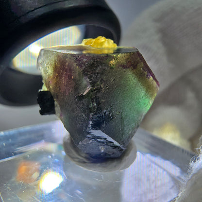 Cubes de fluorite fantôme colorés, spécimen de tourmaline Schorl, Erongo, Namibie, 17 x 16 x 13 mm 