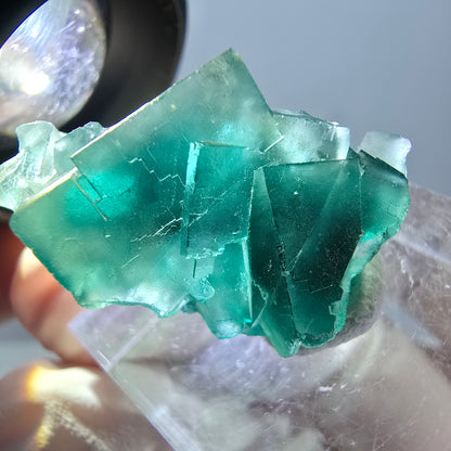 Phantom Fluorit Würfel Stufe, grün parkettiert Okorusu, Namibia 30*18*14mm