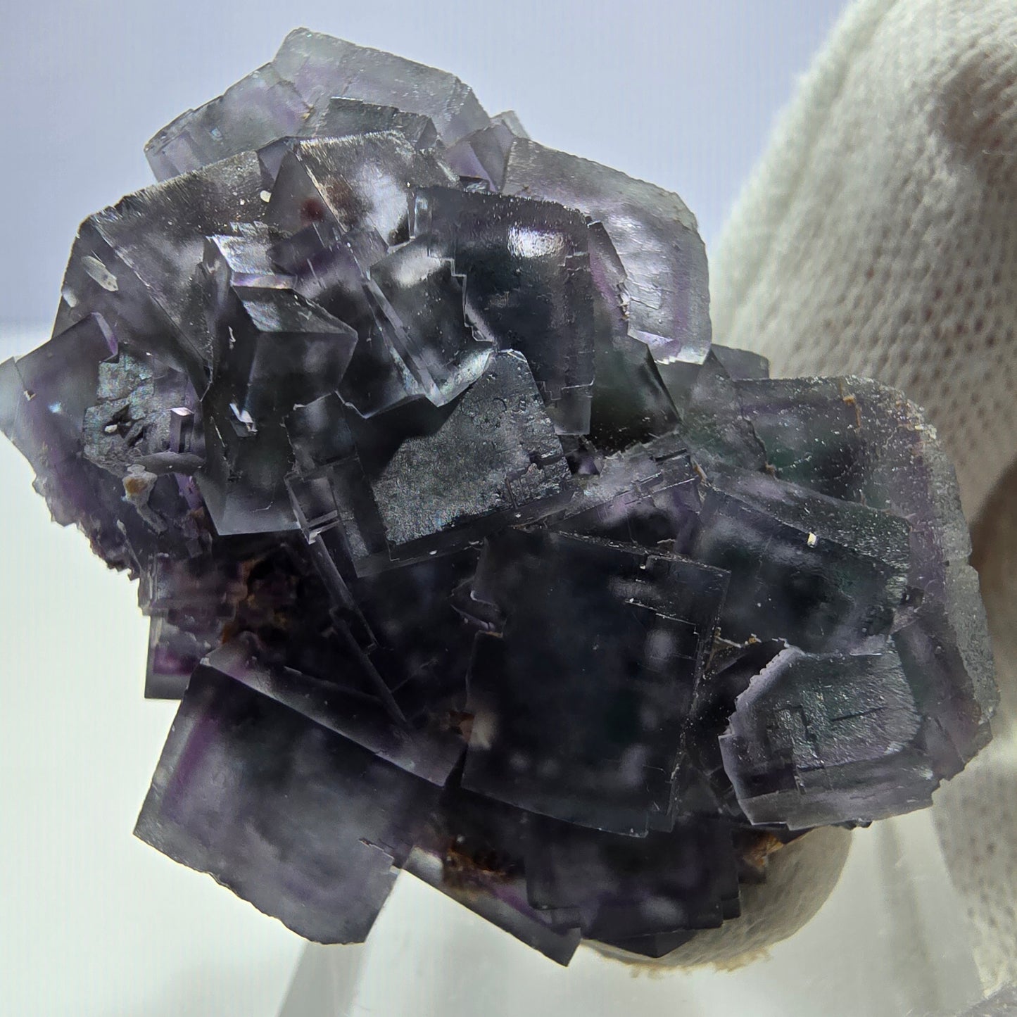Clear Phantom Fluorite Cube Specimen zonal green purple Okorusu, Namibia 42*32*33mm 