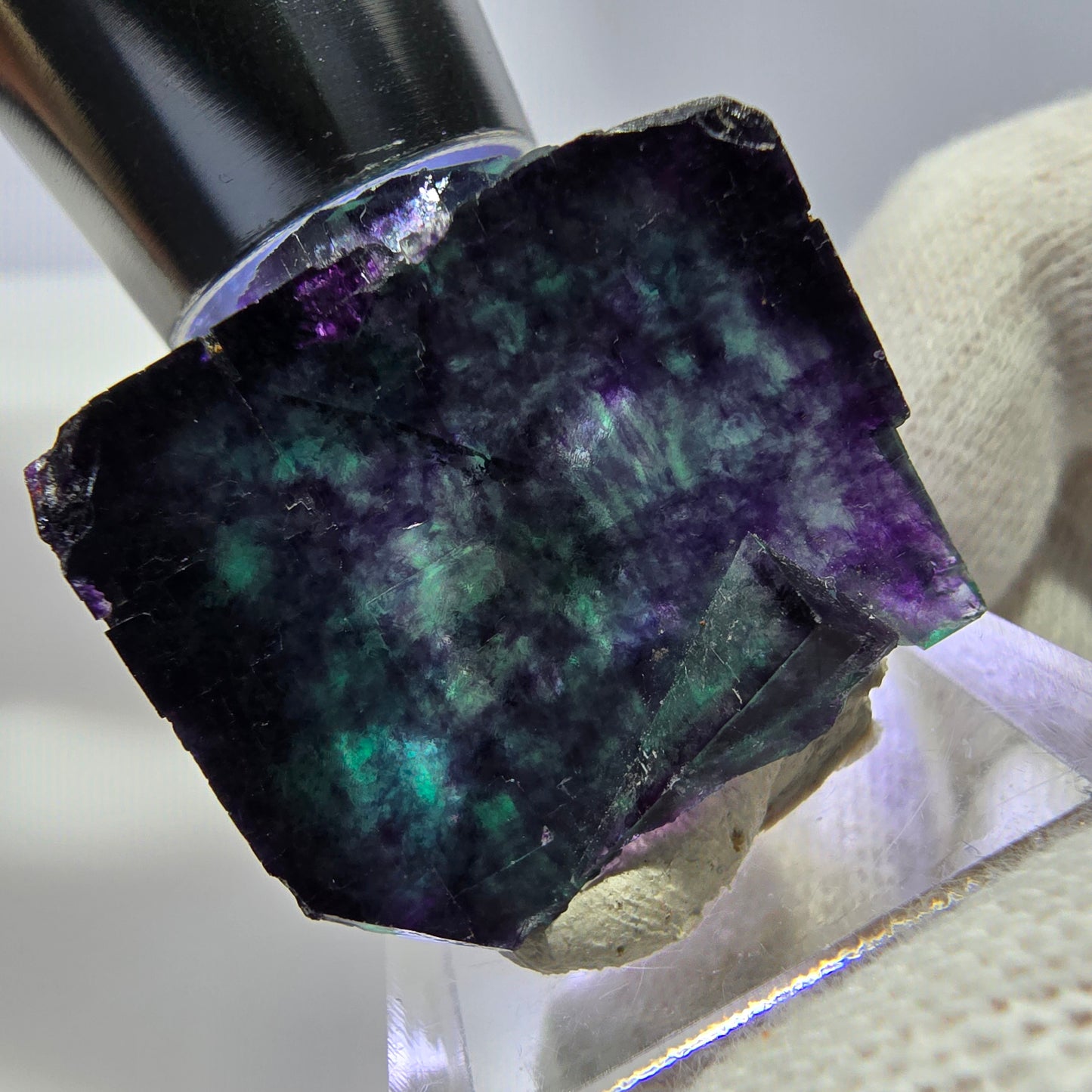 Rare Phantom Fluorite Cube Specimen zonal green purple Okorusu, Namibia 34*33*19mm 