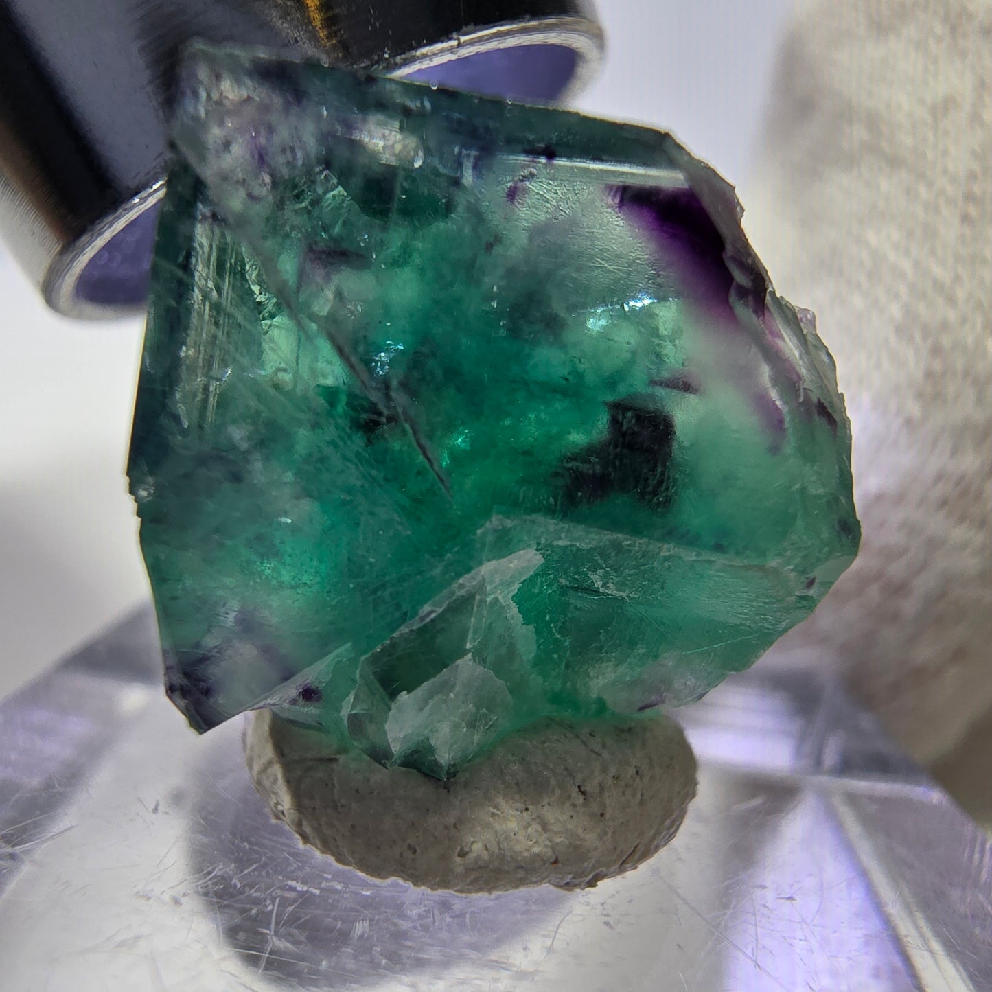 Rare Phantom Fluorite Cube, zonal green purple Okorusu, Namibia 19*17*13mm 