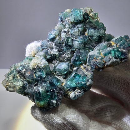 Rares cubes de fluorite fantôme zonaux, vert violet, Erongo, Namibie 75 x 53 x 15 mm 