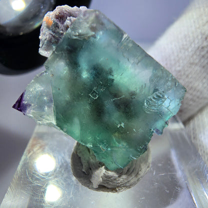 Seltener Phantom Fluorit Würfel, zonal, parkettiert Okorusu, Namibia 24*21*14mm