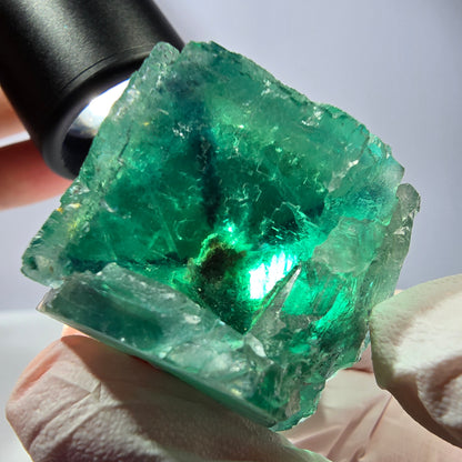 Spécimen de cube de fluorite fantôme, vert parqueté Okorusu, Namibie 50 x 36 x 33 mm 