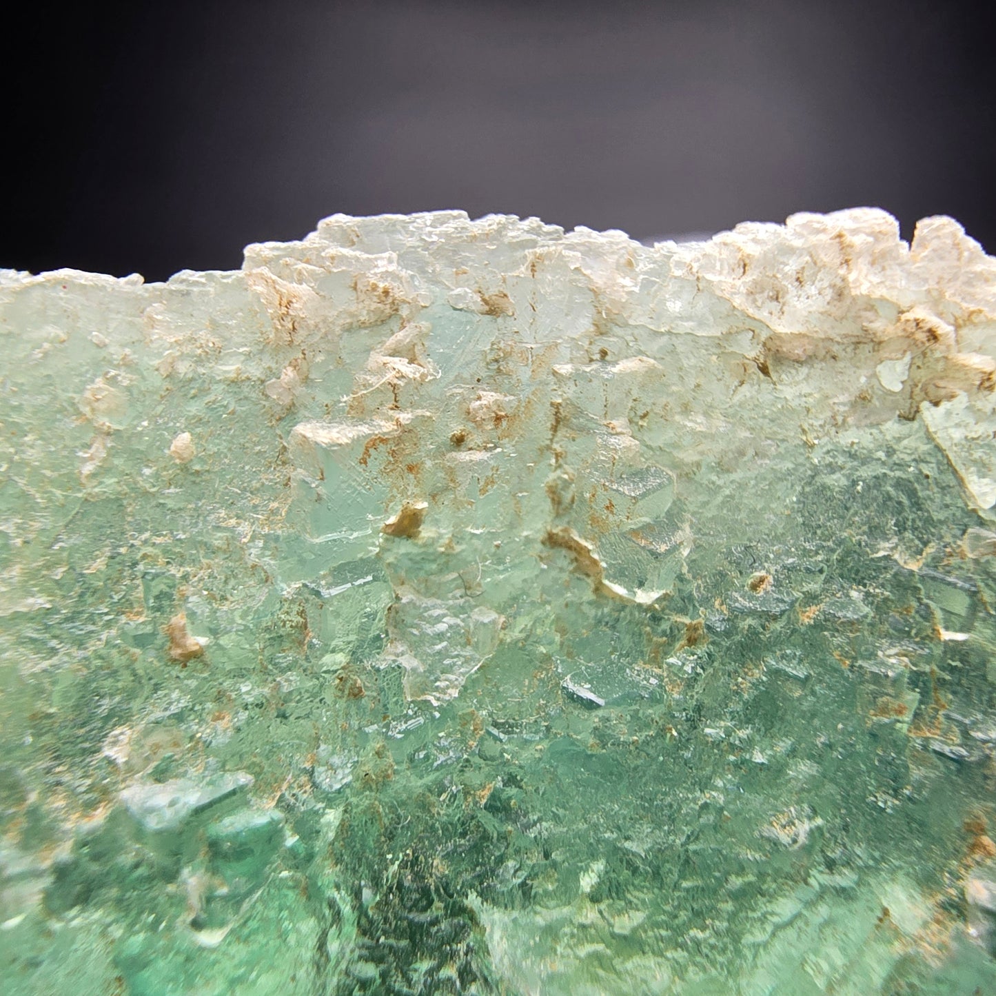 Cube de fluorite fantôme étagé vert turquoise Omehane, namibie 55*21*14mm