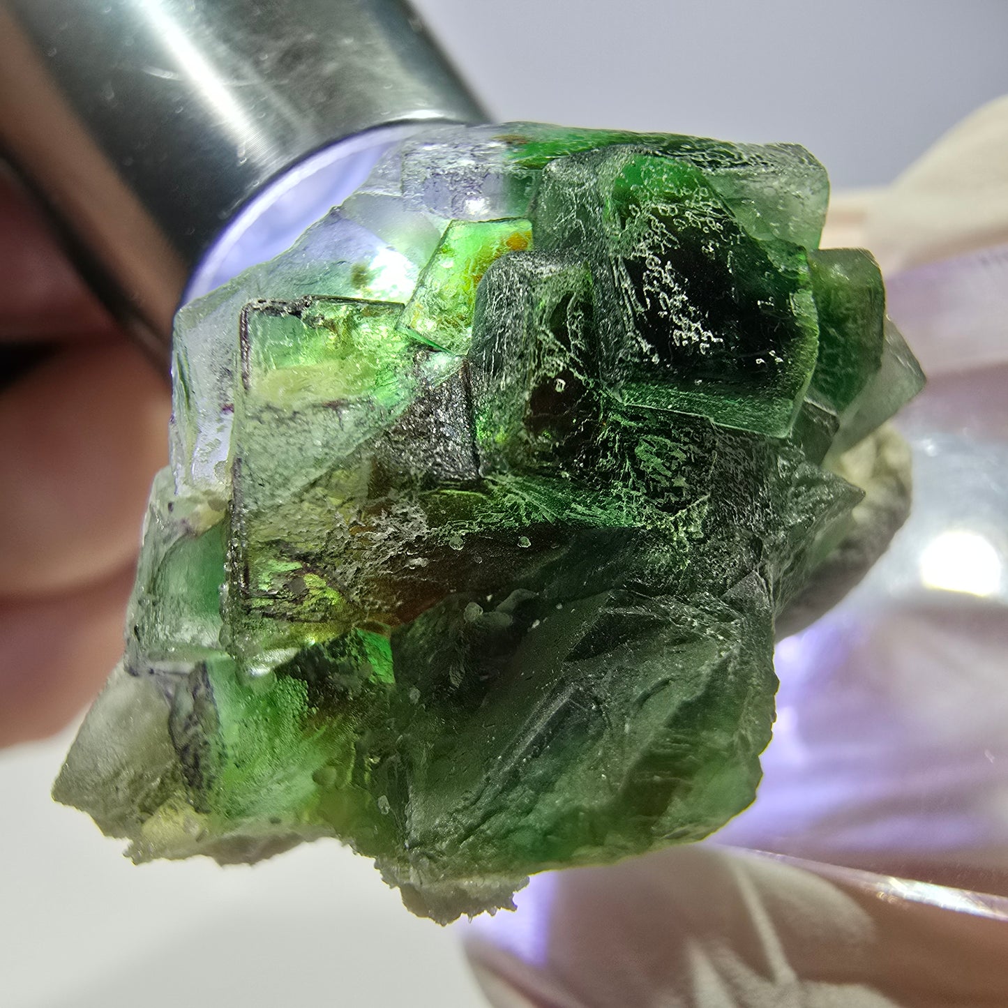 Phantom Fluorite Cube, Muscovite, Hyalite Specimen Erongo, Namibia 34*23*22mm 