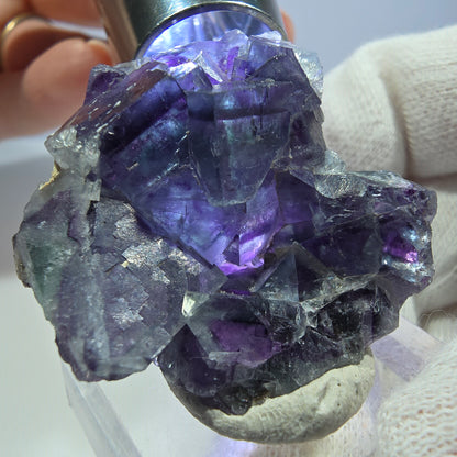 Klare Phantom Fluorit Würfel Stufe zonal grün lila Okorusu, Namibia 35*33*14mm
