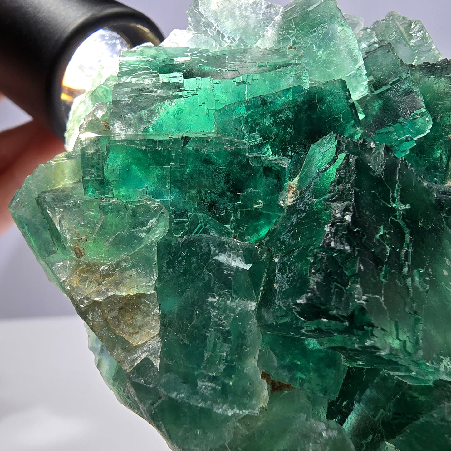 Grand cube de fluorite fantôme étagé vert violet Okorusu Namibie 100 x 75 x 29 mm 