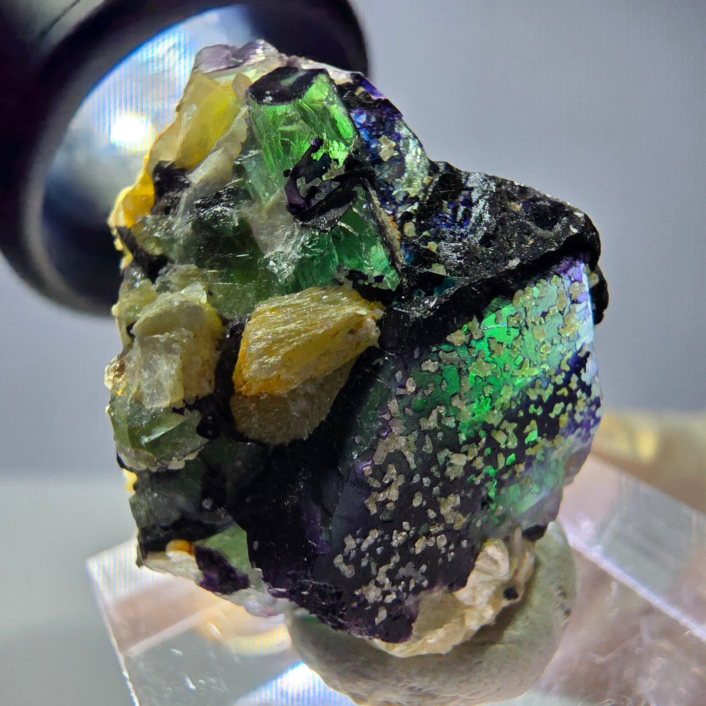Cube de fluorite fantôme, zonal, muscovite, spécimen de tourmaline Schorl, Erongo, Namibie, 28 x 23 x 15 mm 