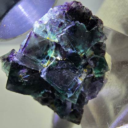 Spécimen zonal de cube de fluorite fantôme, vert violet, Okorusu, Namibie 32 x 30 x 19 mm 