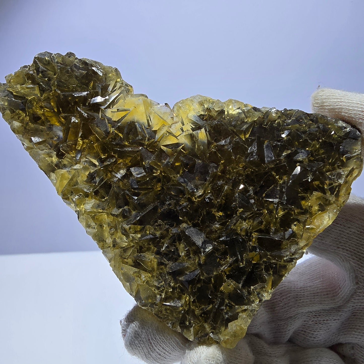 Grand spécimen de cube de fluorite fantôme, poche jaune miel, Okorusu, Namibie, 98 x 80 x 16 mm 