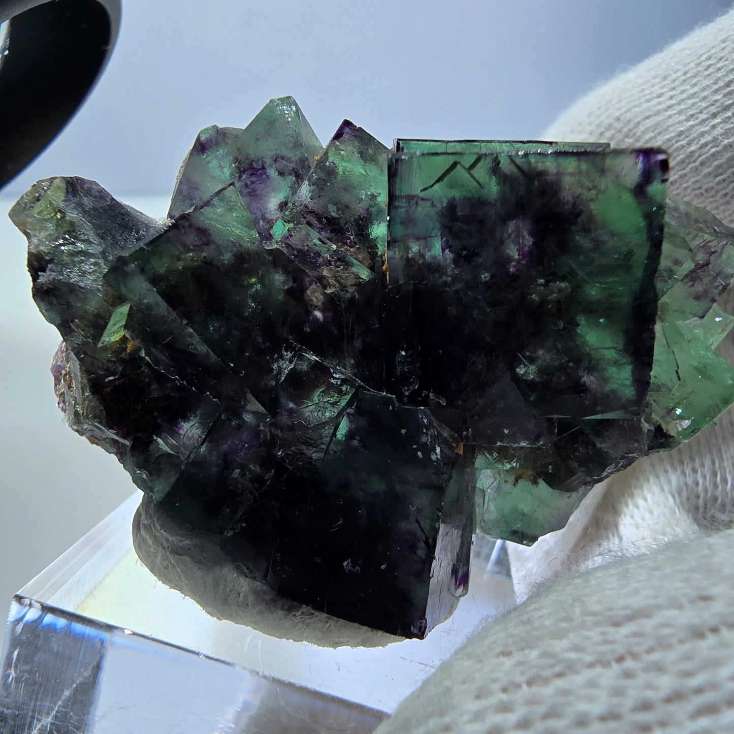 Rare Phantom Fluorite Cube Specimen zonal green purple Okorusu, Namibia 47*30*15mm