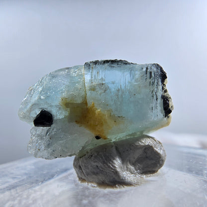 Aigue-marine Setlene, opale hyalite, tourmaline Schörl stade Erongo, Namibie 17*10*11mm 