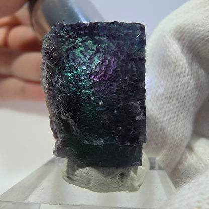Clear Phantom Fluorite Cube Specimen zonal green purple Okorusu, Namibia 37*27*19mm 