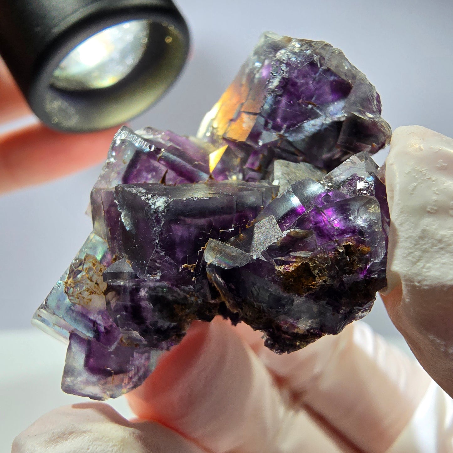 Spécimen de cube de fluorite fantôme parqueté vert violet Okorusu, Namibie 34*32*18 mm 