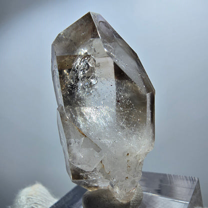Sceptre en quartz fumé fantôme transparent, DT Point Goboboseb, Namibie, 39 x 17 x 14 mm 