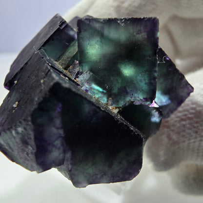 Clear Phantom Fluorite Cube Specimen zonal green purple Okorusu, Namibia 33*28*26mm 