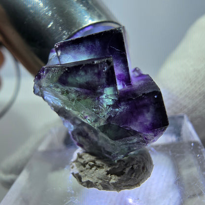 Spécimen de cube de fluorite fantôme zonal, vert violet Okorusu, Namibie 22*17*16mm 