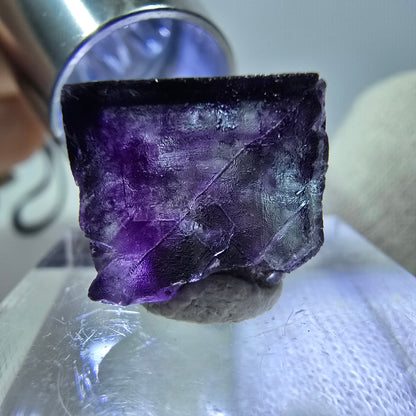 Rare cube de fluorite fantôme zonal, vert violet Okorusu, Namibie 18*17*12mm 