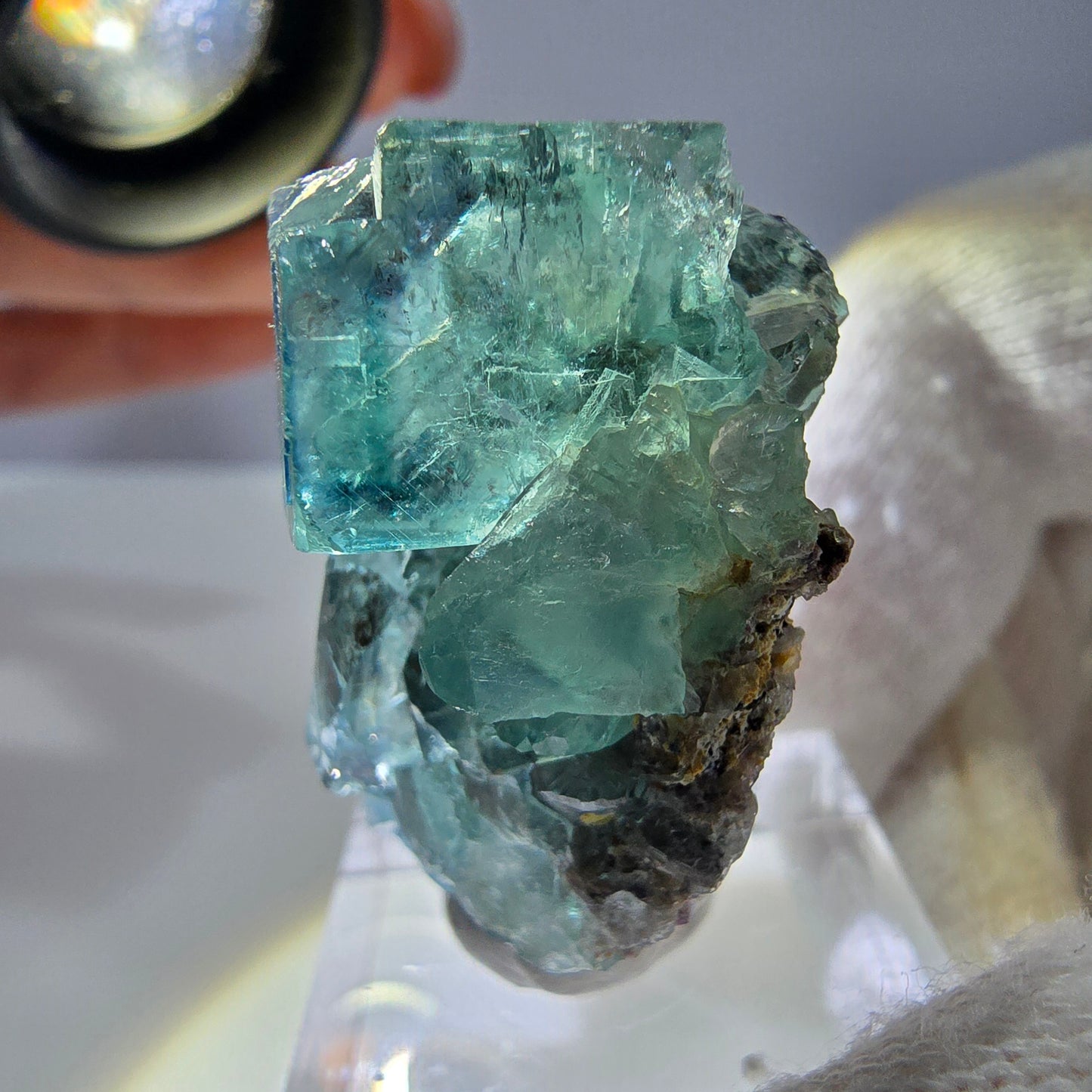 Spécimen de cube de fluorite fantôme très clair, vert Okorusu, Namibie 39*23*21mm 