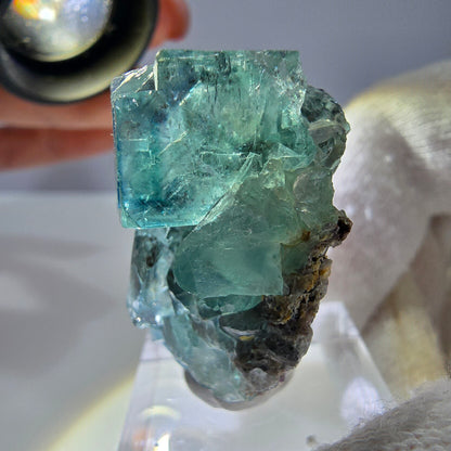 Spécimen de cube de fluorite fantôme très clair, vert Okorusu, Namibie 39*23*21mm 