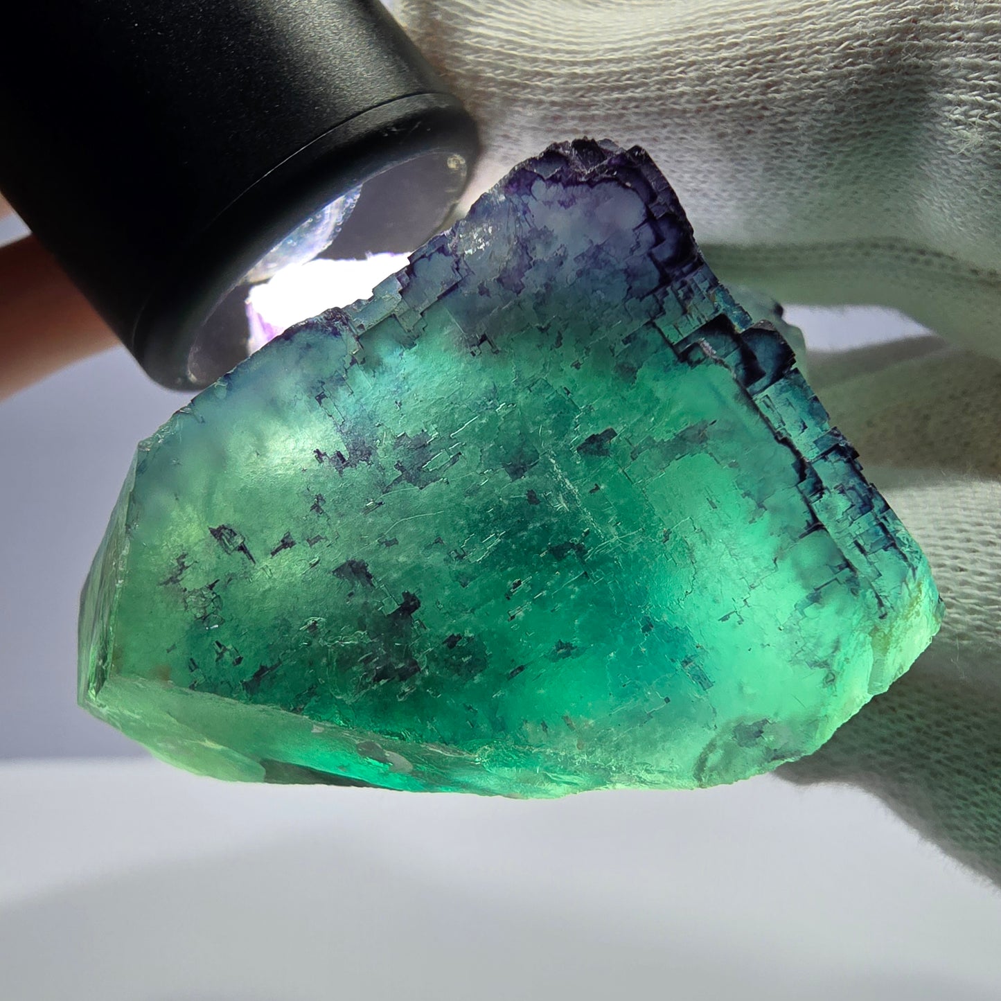 Spécimen de cube de fluorite fantôme, parqueté zonal Okorusu Namibie 65*65*30mm 