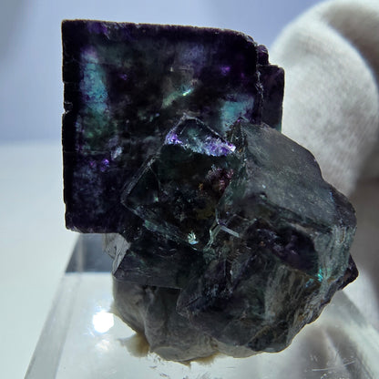 Seltene Phantom Fluorit Würfel Stufe zonal grün lila Okorusu, Namibia 31*23*19mm