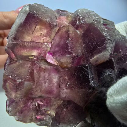 Phantom Fluorit Würfel Stufe, parkettiert pink gelb Okorusu, Namibia 86*53*21mm