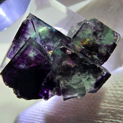 Spécimen de cube de fluorite fantôme zonal, vert violet Okorusu, Namibie 25*24*14mm 