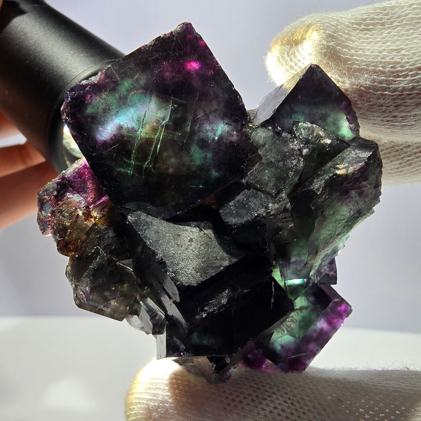 Seltene Phantom Fluorit Würfel Stufe grün lila zonal Okorusu Namibia 63*53*38mm