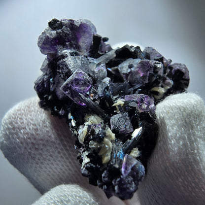 Bunte Phantom Fluorit Würfel Muskovit Schörl Turmalin Erongo, Namibia 51*37*21mm
