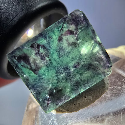 Klarer Phantom Fluorit Würfel, grün lila Okorusu, Namibia 15*13*10mm