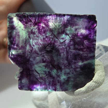 Seltener Phantom Fluorit Würfel, zonal grün lila Okorusu, Namibia 28*28*13mm