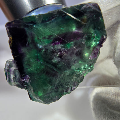 Rare spécimen de cube de fluorite fantôme, vert-violet zonal, Okorusu, Namibie, 29 x 25 x 19 mm 
