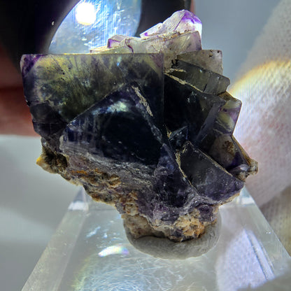 Cube de fluorite fantôme zonal, spécimen d'orthose, Erongo, Namibie, 27 x 26 x 18 mm 