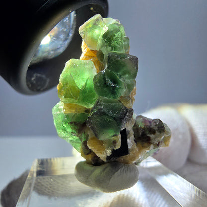 Cube de fluorite fantôme, spécimen de tourmaline scholle muscovite, Erongo, Namibie, 27 x 21 x 22 mm 