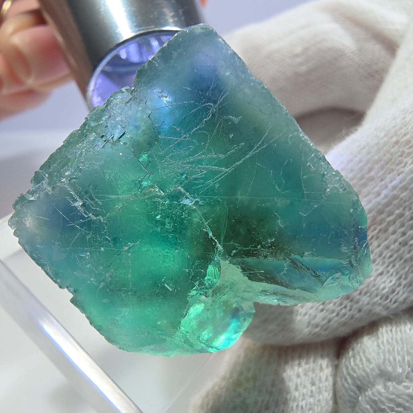 Klarer Phantom Fluorit Würfel parkettiert grün türkis Okorusu Namibia 32*24*26mm