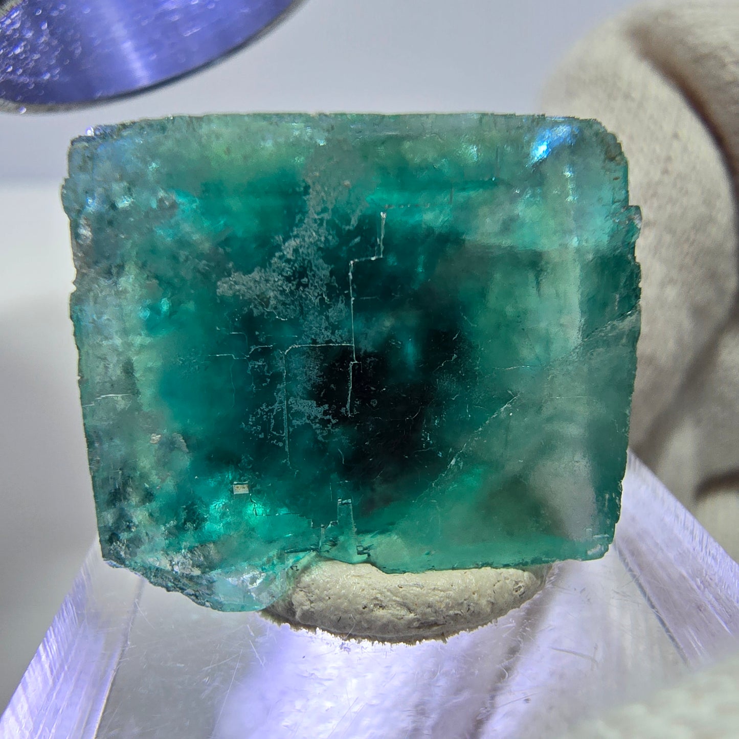 Rare cube de fluorite fantôme, vert violet, Okorusu, Namibie, 26 x 26 x 20 mm 