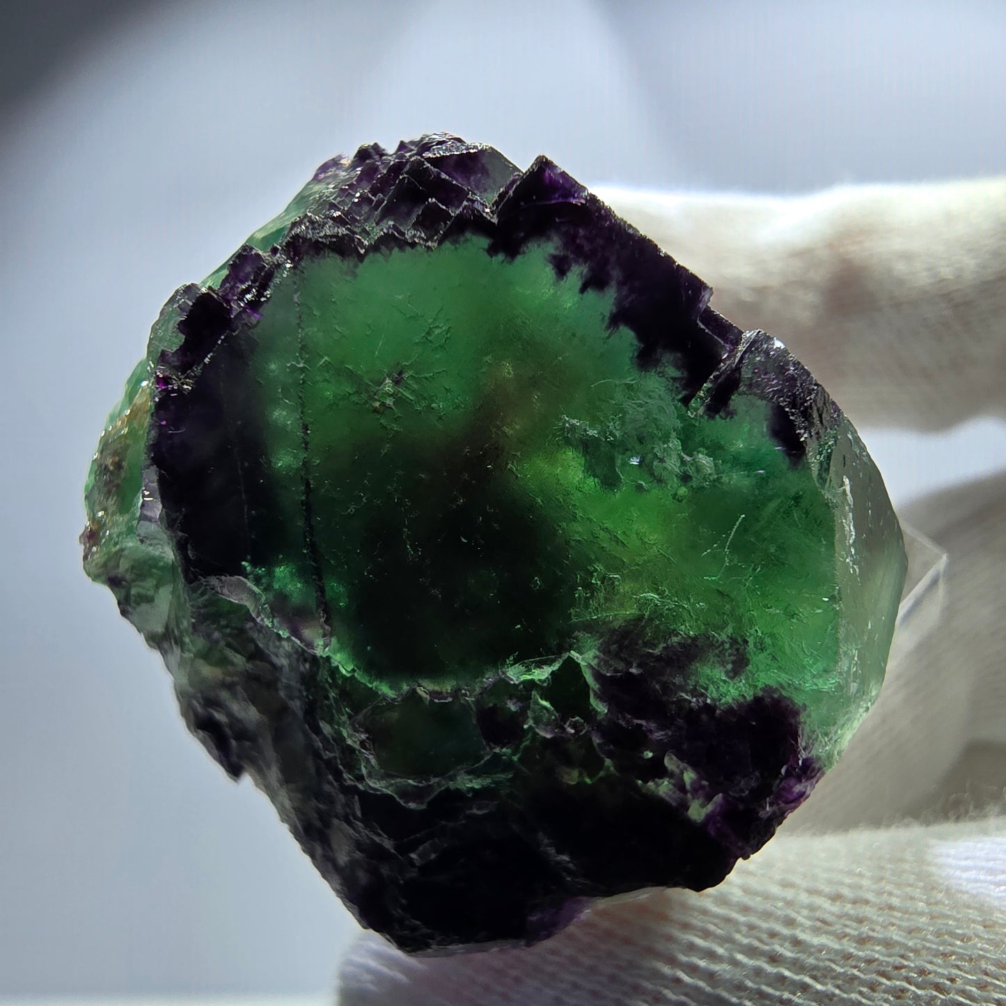 Seltener Phantom Fluorit Würfel, zonal grün lila Okorusu, Namibia 40*35*29mm
